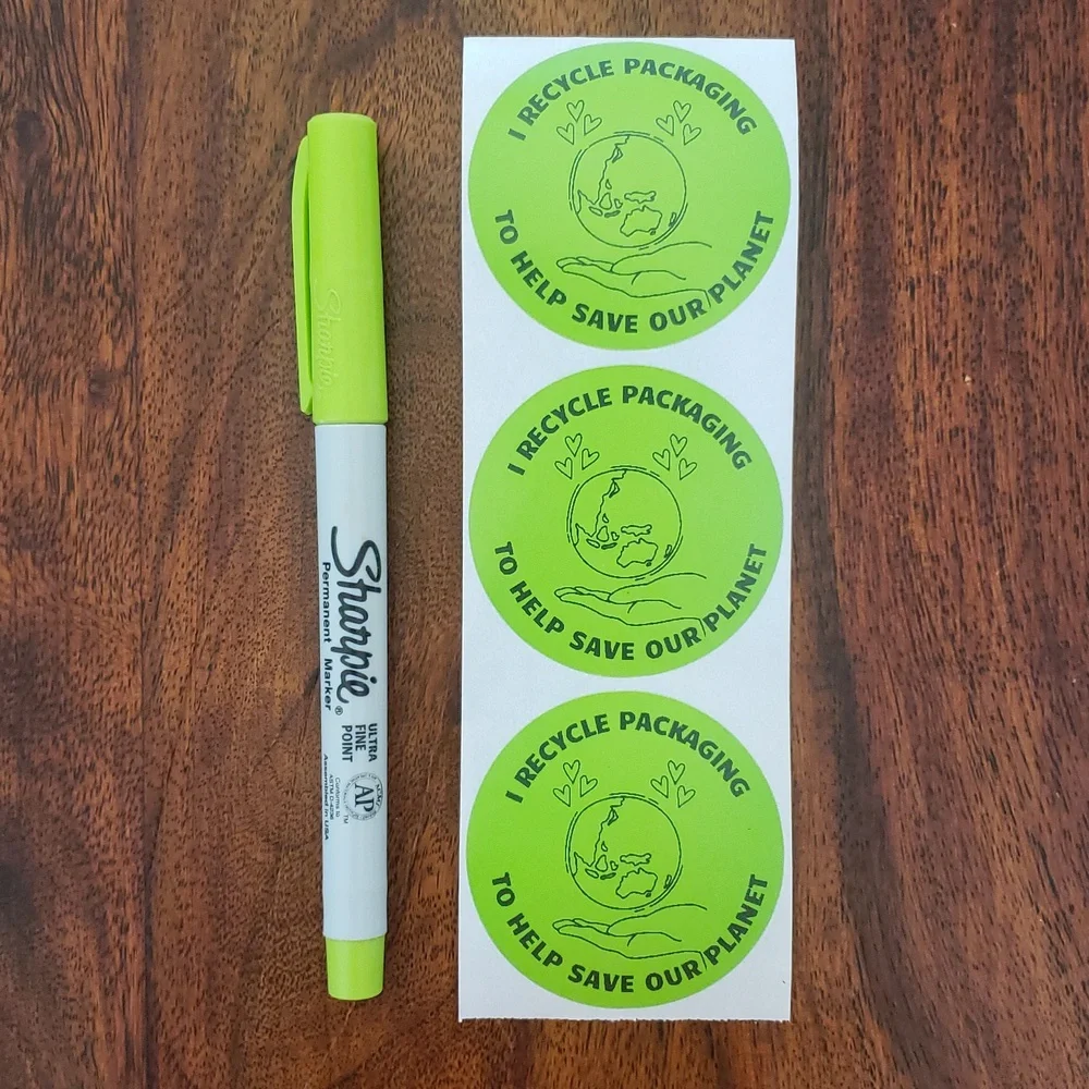 Recycled Polymailer Shipping Bundle | Eco Mailers + Green Stickers • 50 Pieces